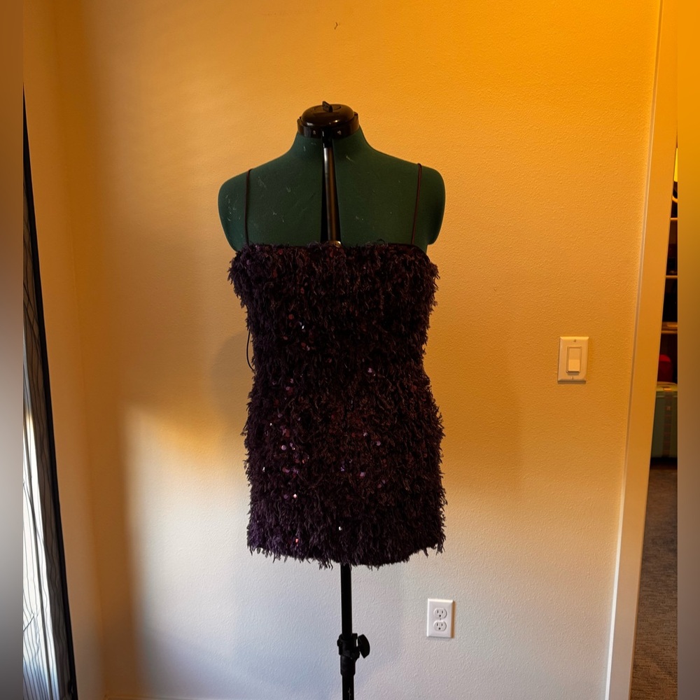 Purple Sequin Mini Dress